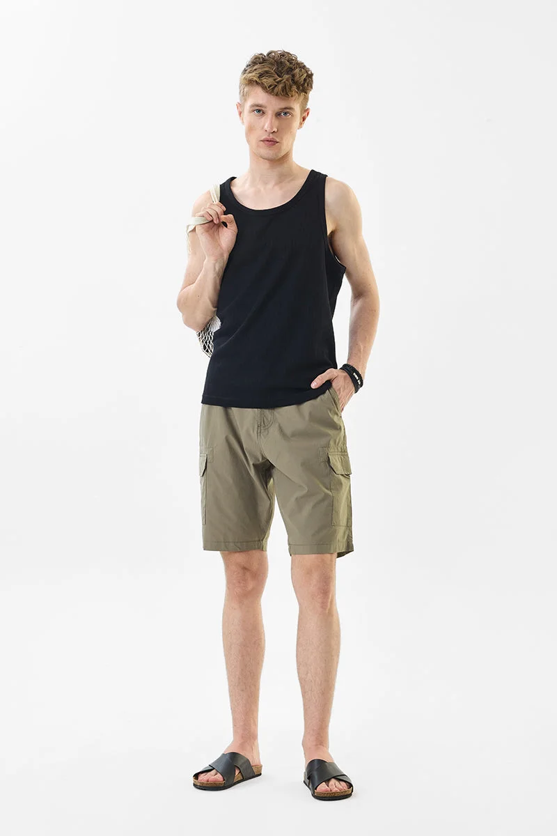 SNITCH Regular Fit Cotton Olive Shorts